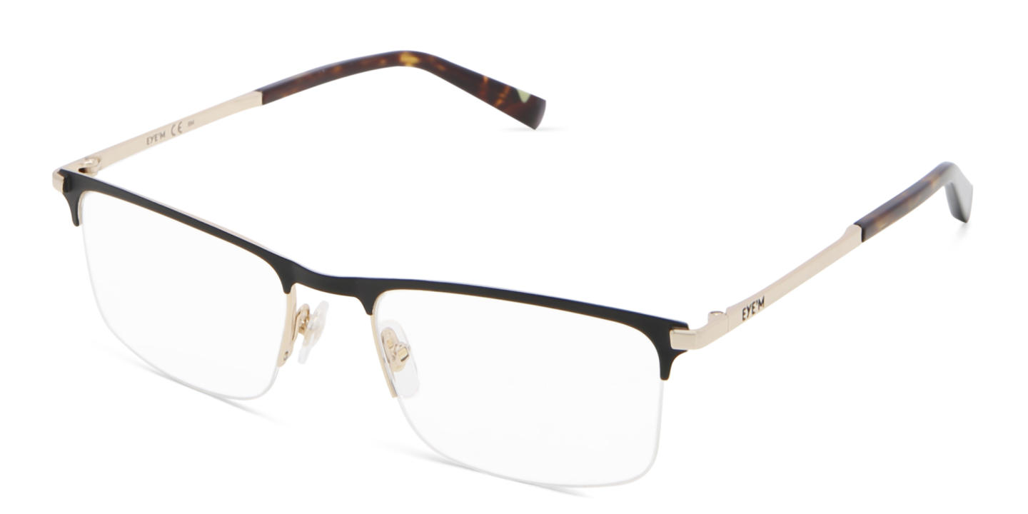 EYE'M Half Rim Rectangle Eyeglasses in Gold – Product Photo 2