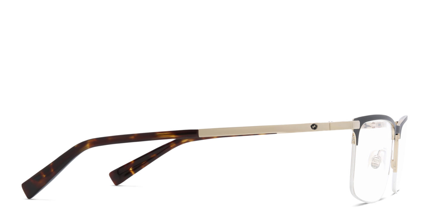 EYE'M Half Rim Rectangle Eyeglasses in Gold – Product Photo 3
