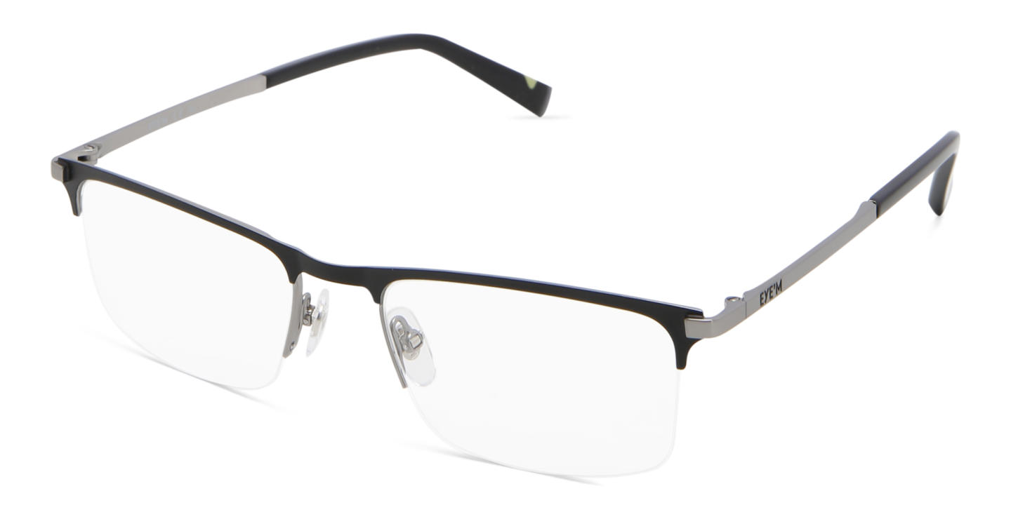 Shop EYE'M Half Rim Rectangle Eyeglasses in Gunmetal online.
