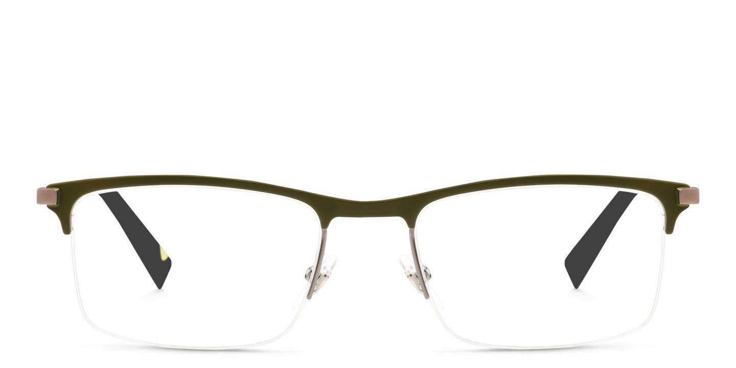 Shop EYE'M Half Rim Rectangle Eyeglasses in Green online.