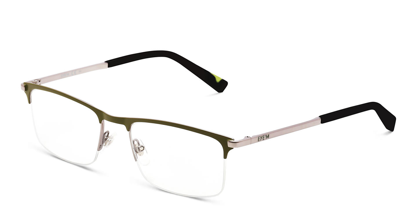 Shop EYE'M Half Rim Rectangle Eyeglasses in Green online.