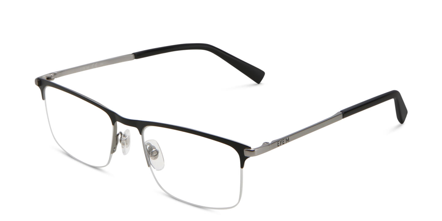 EYE'M Half Rim Rectangle Eyeglasses in Black – Product Photo 2