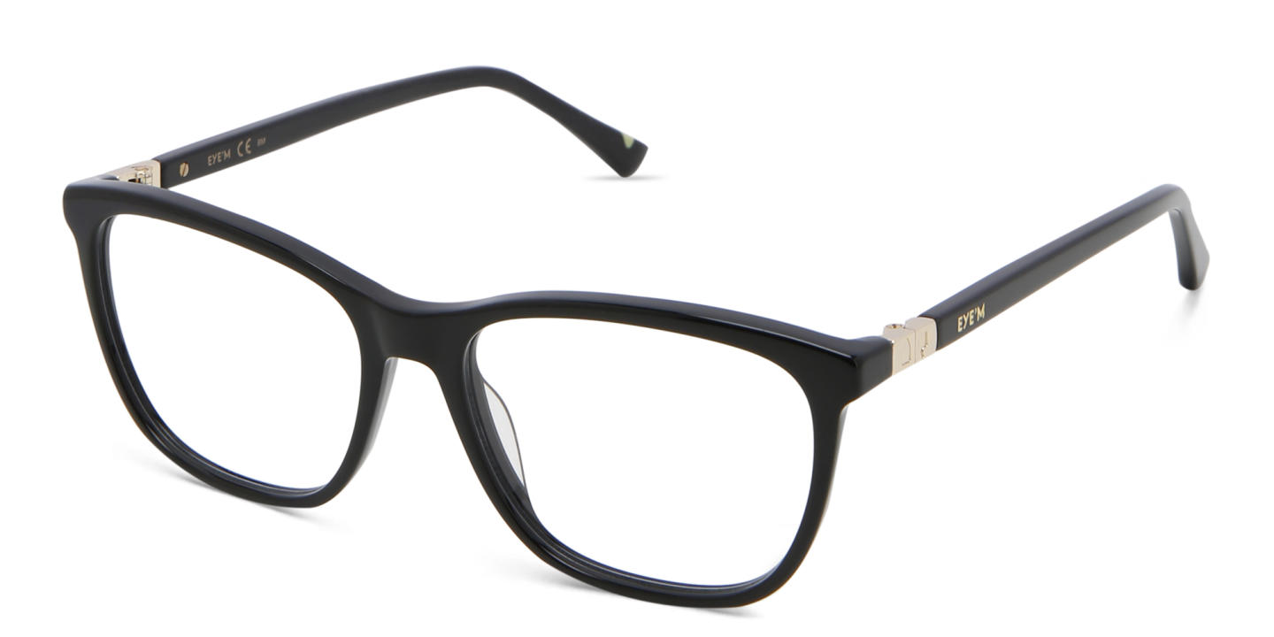 EYE'M Square Eyeglasses in Black – Product Photo 2