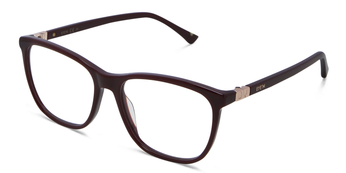 EYE'M Square Eyeglasses in Burgundy – Product Photo 2