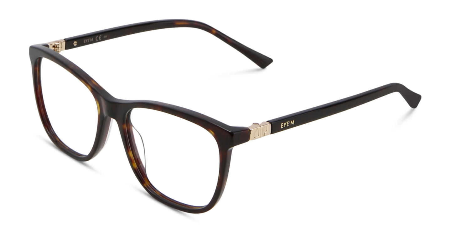 EYE'M Square Eyeglasses in Dark Havana – Product Photo 2