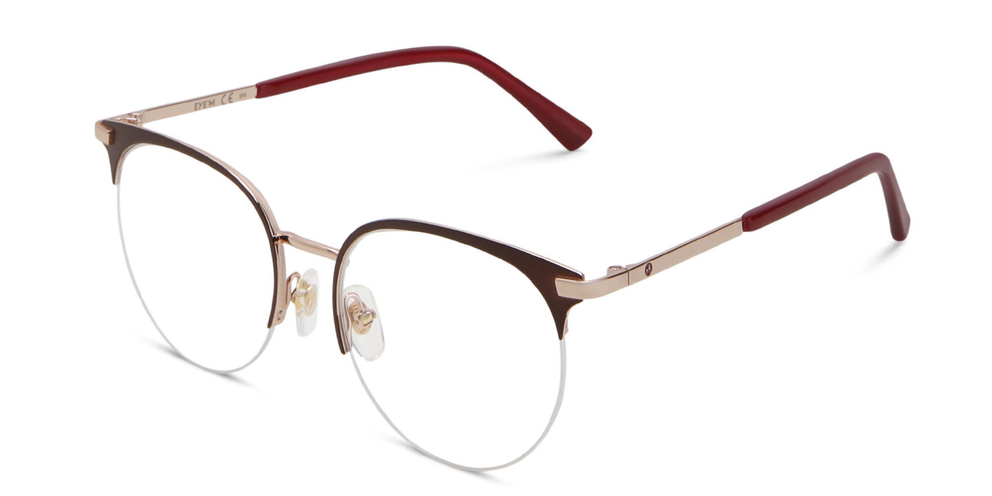 EYE'M Half Rim Cat Eye Eyeglasses in Red – Product Photo 2