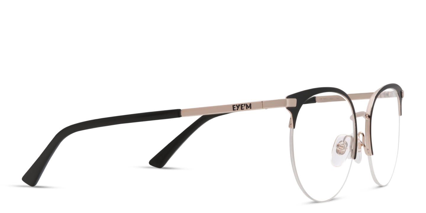 EYE'M Half Rim Cat Eye Eyeglasses in Black & Rosegold – Product Photo 3