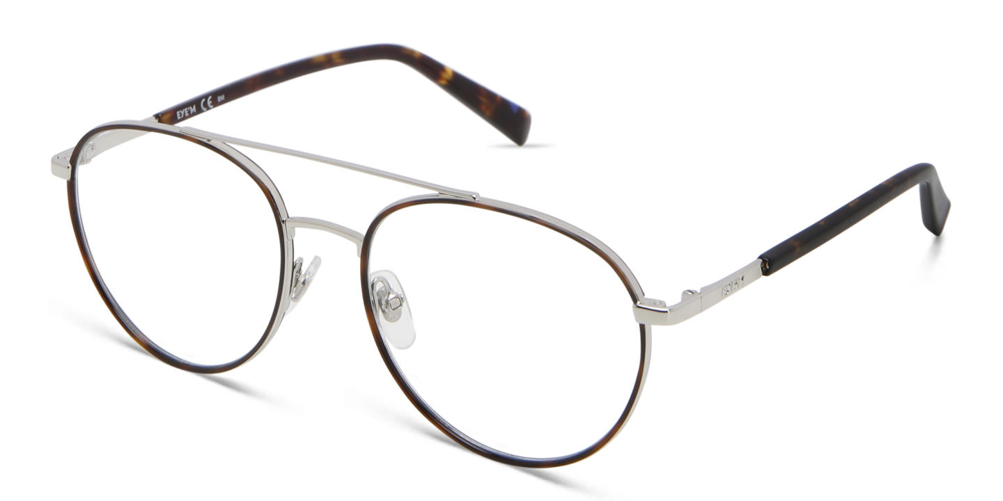 EYE'M Round Eyeglasses in Silver Havana – Product Photo 2