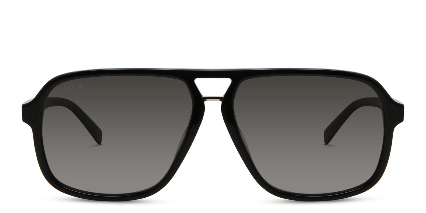EYE'M Aviator Sunglasses in Shiny Black – Product Photo 0