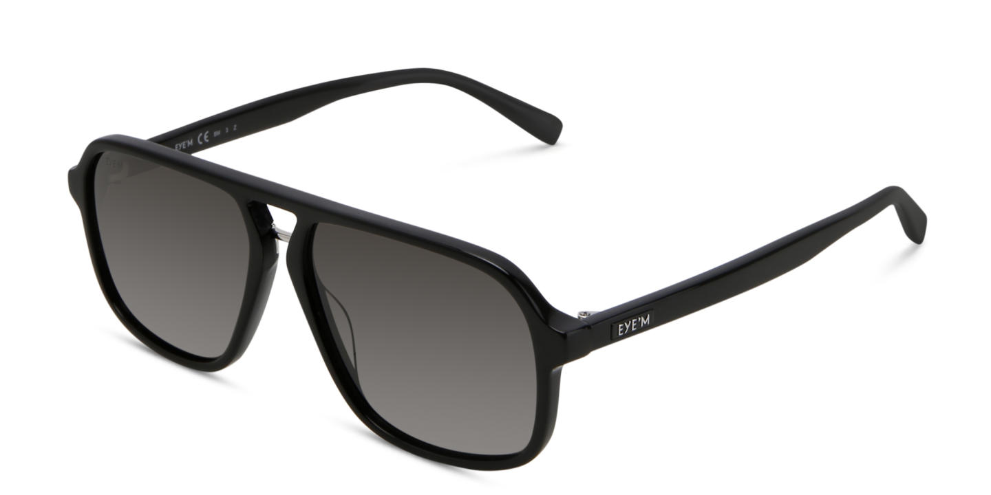 EYE'M Aviator Sunglasses in Shiny Black – Product Photo 2