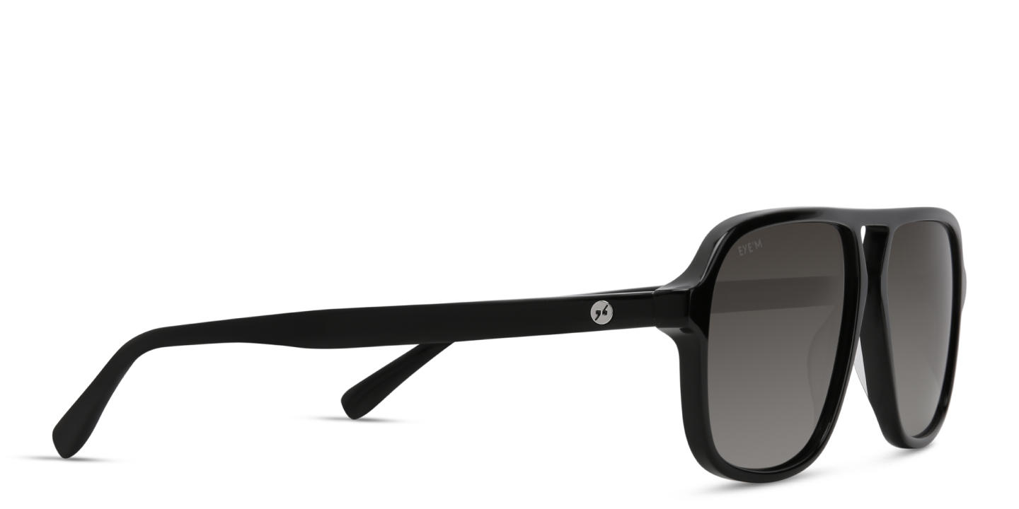 EYE'M Aviator Sunglasses in Shiny Black – Product Photo 3