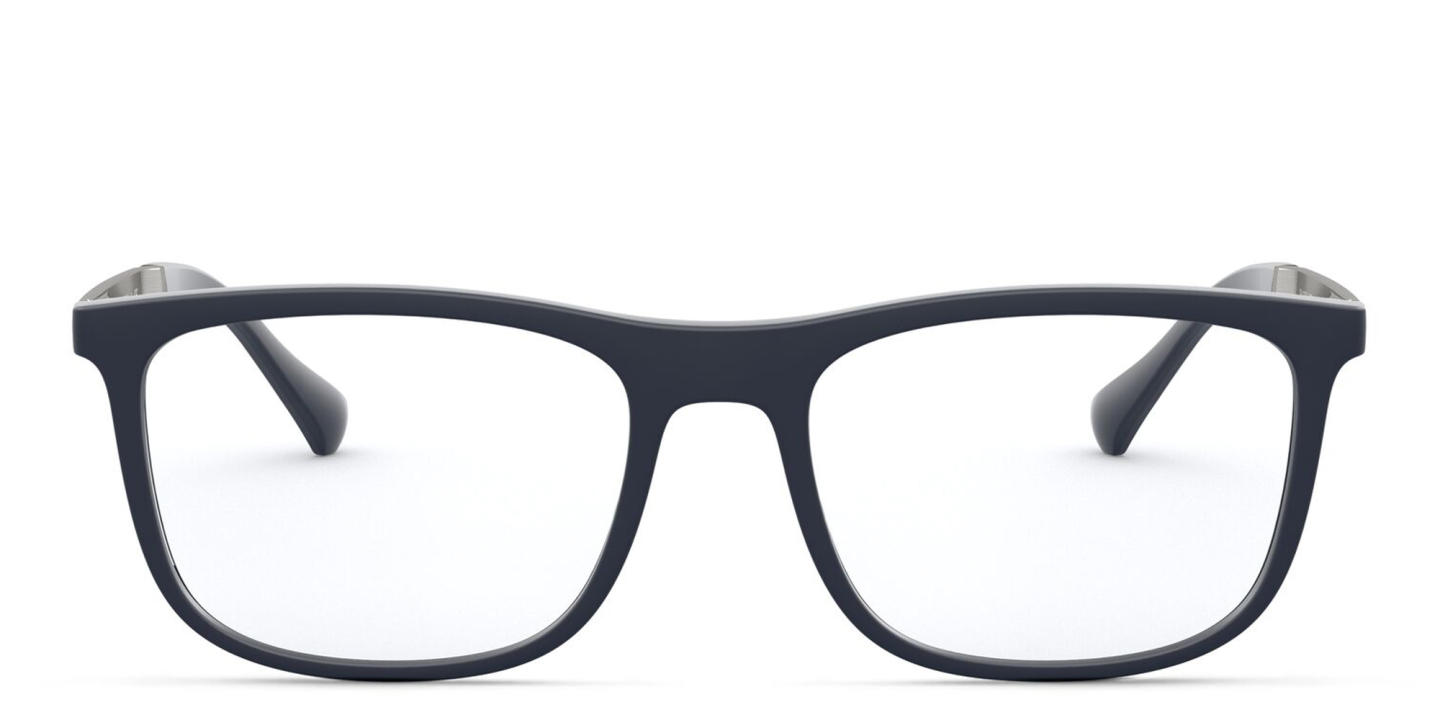 Shop Emporio Armani Wide Rectangle Eyeglasses in Blue online.