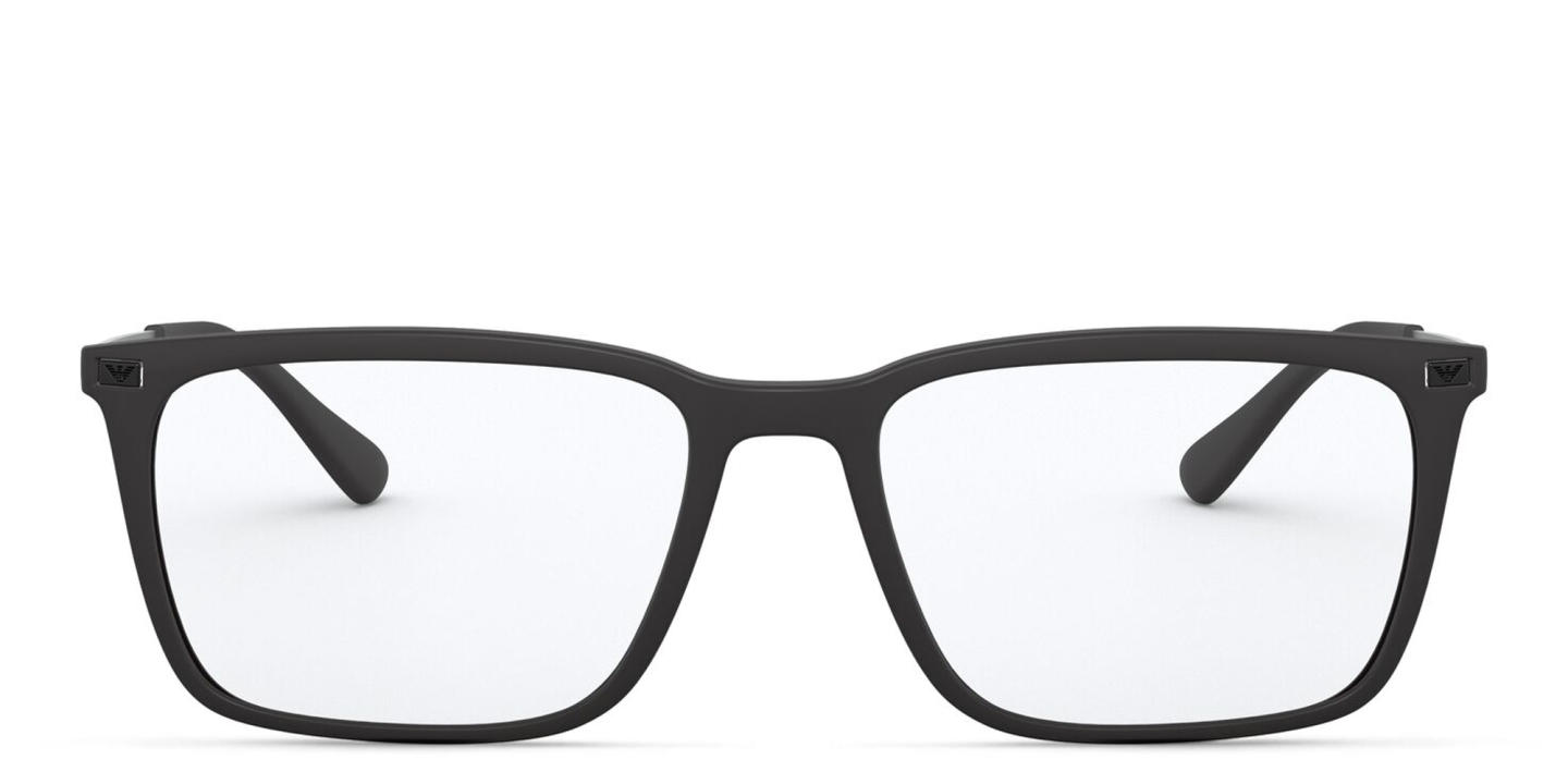 Emporio Armani Wide Rectangle Eyeglasses in Matte Black – Product Photo 0