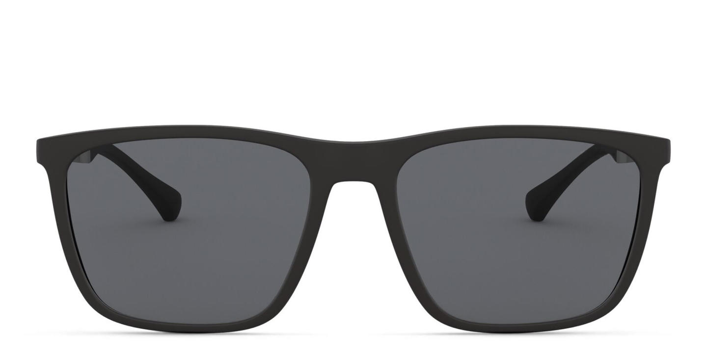 Emporio Armani Rectangle Sunglasses in Rubber Black – Product Photo 0