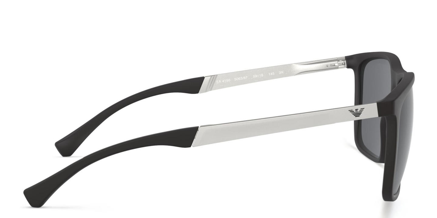 Emporio Armani Rectangle Sunglasses in Rubber Black – Product Photo 3