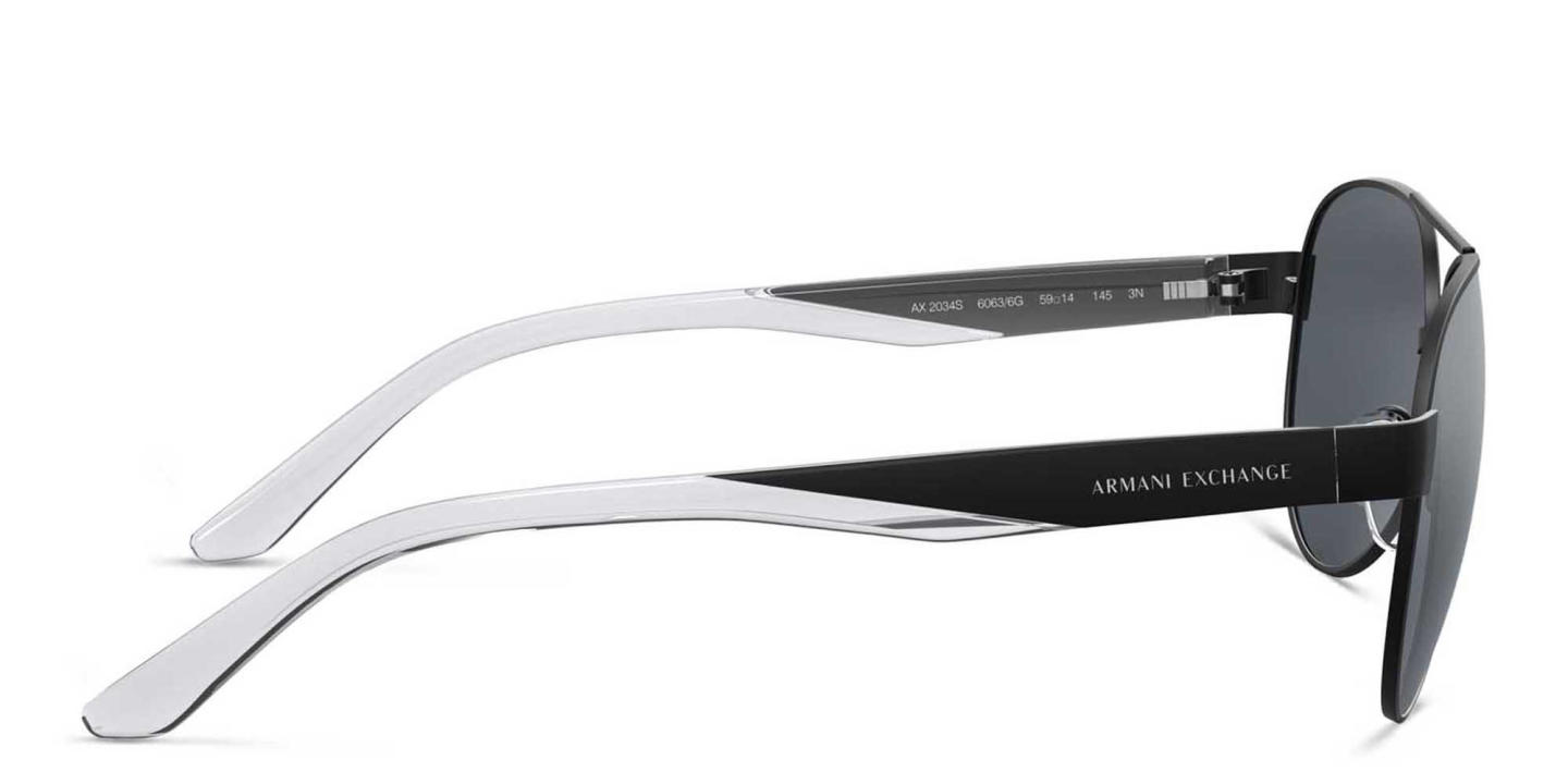 Armani Exchange Logo Signature Pilot Sunglasses in Black – Product Photo 2