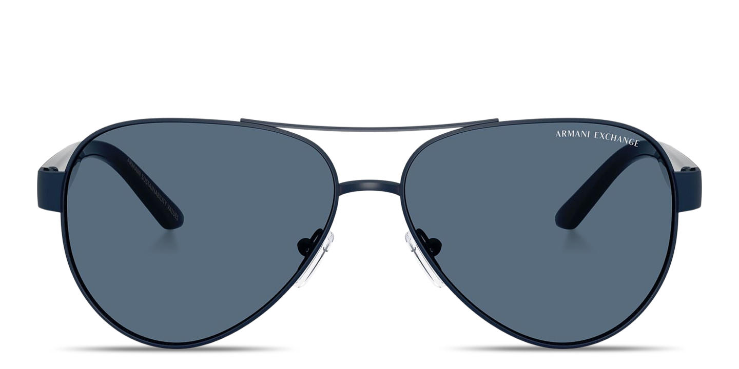 Armani Exchange Logo Signature Pilot Sunglasses in Matte Blue – Product Photo 0