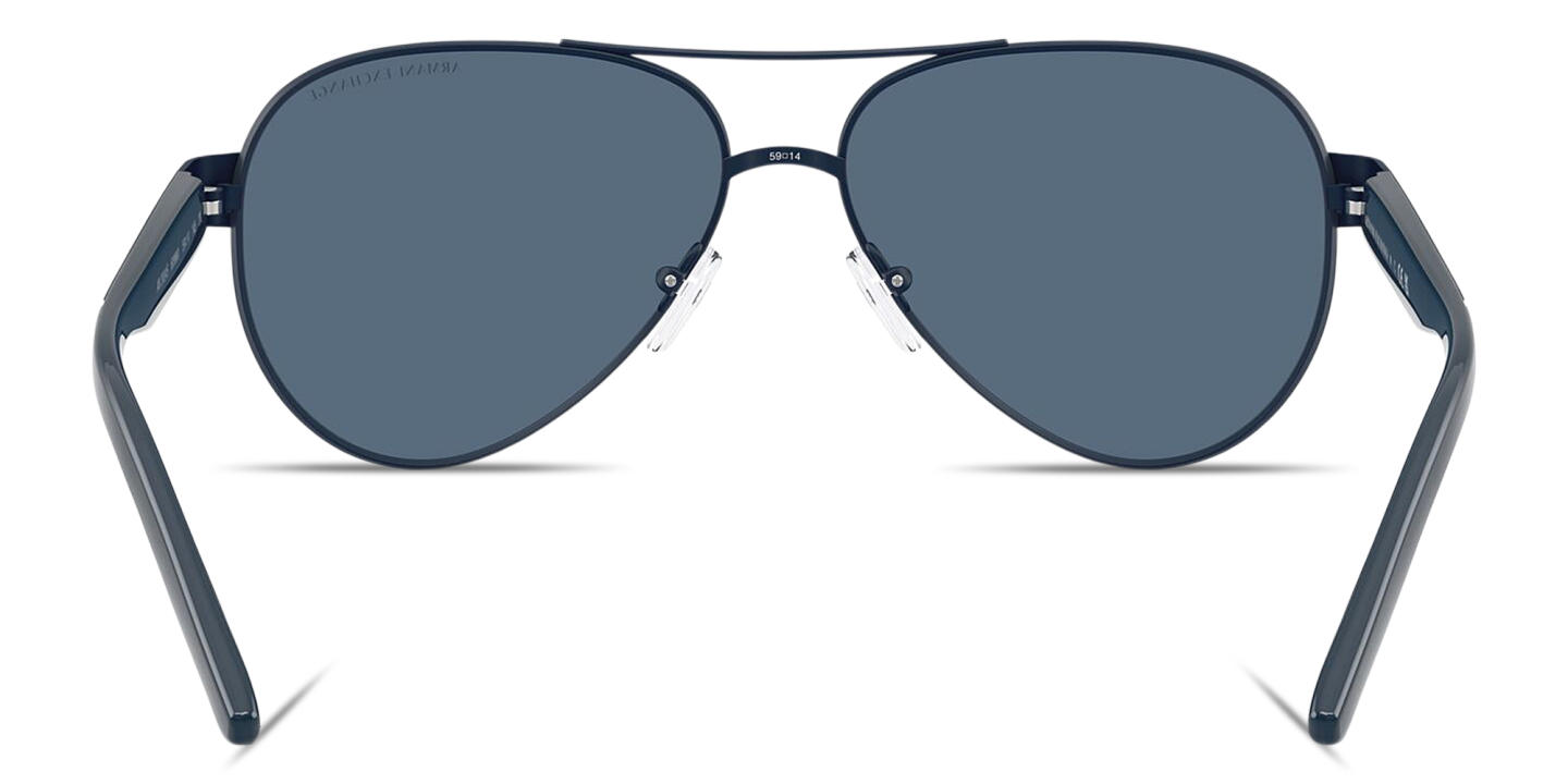 Armani Exchange Logo Signature Pilot Sunglasses in Matte Blue – Product Photo 3