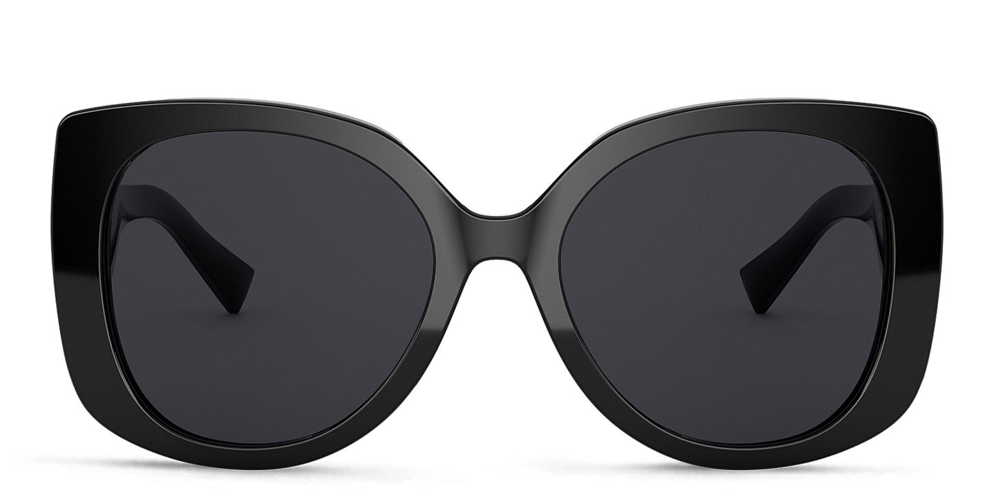 Shop VERSACE Medusa Oversized Sunglasses in Black online.