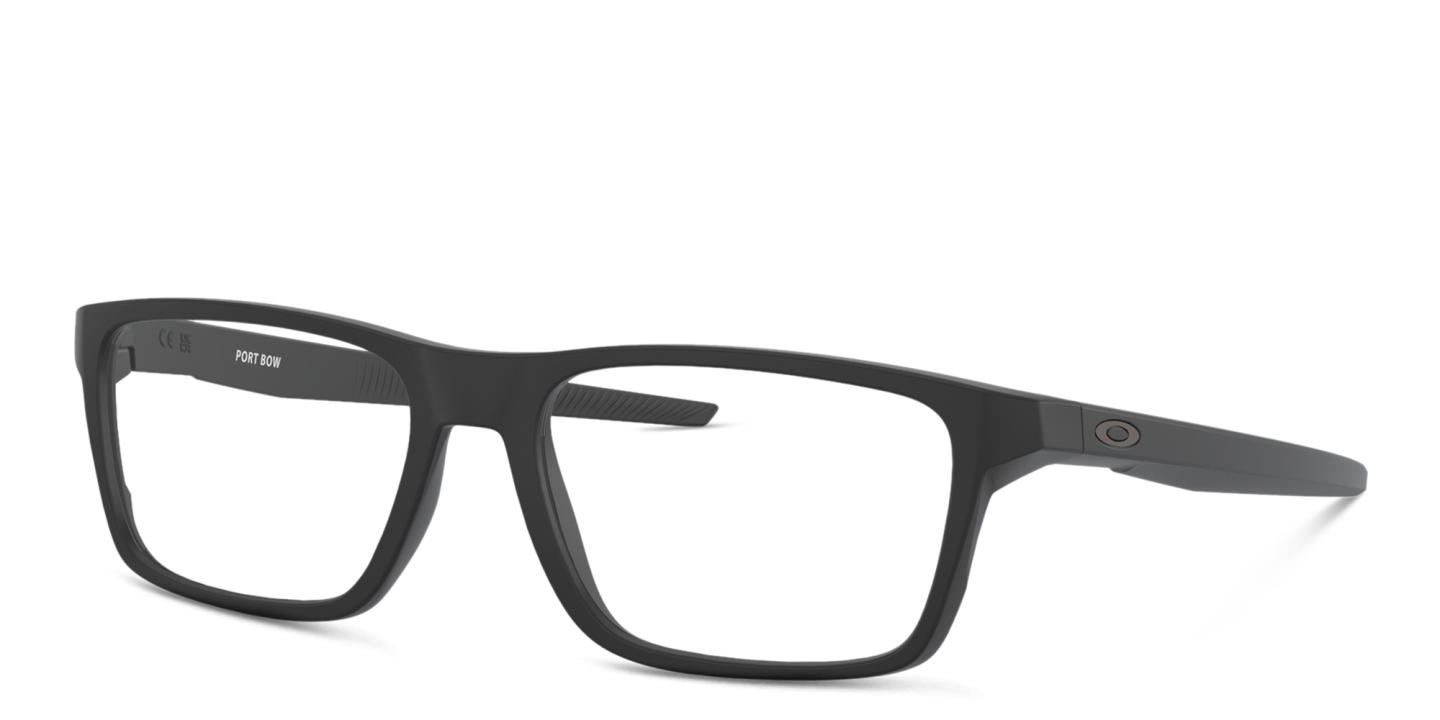 Shop Oakley Port Bow Rectangle Eyeglasses in Satin Black online.