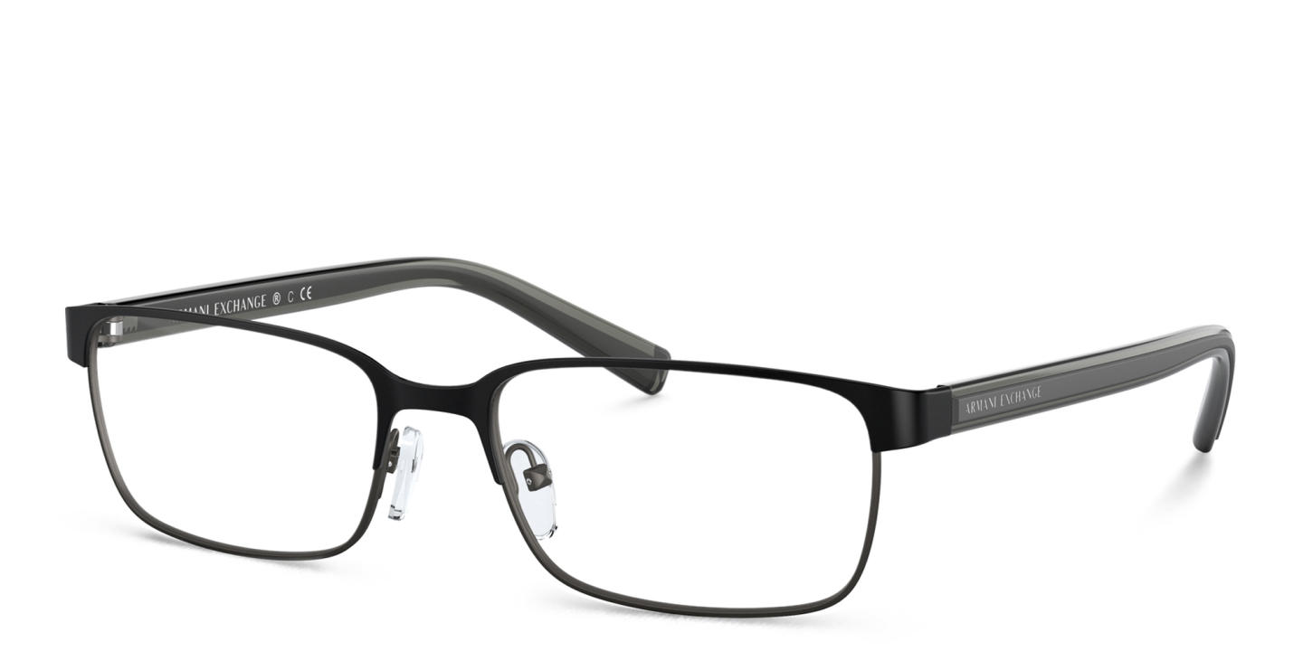 Armani Exchange Logo Lettering Wide Rectangle Eyeglasses in Black – Product Photo 1