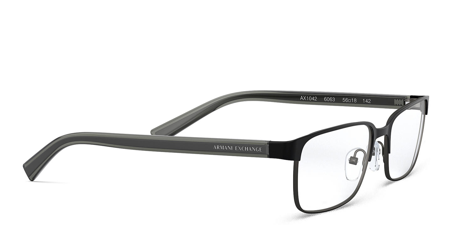 Armani Exchange Logo Lettering Wide Rectangle Eyeglasses in Black – Product Photo 3