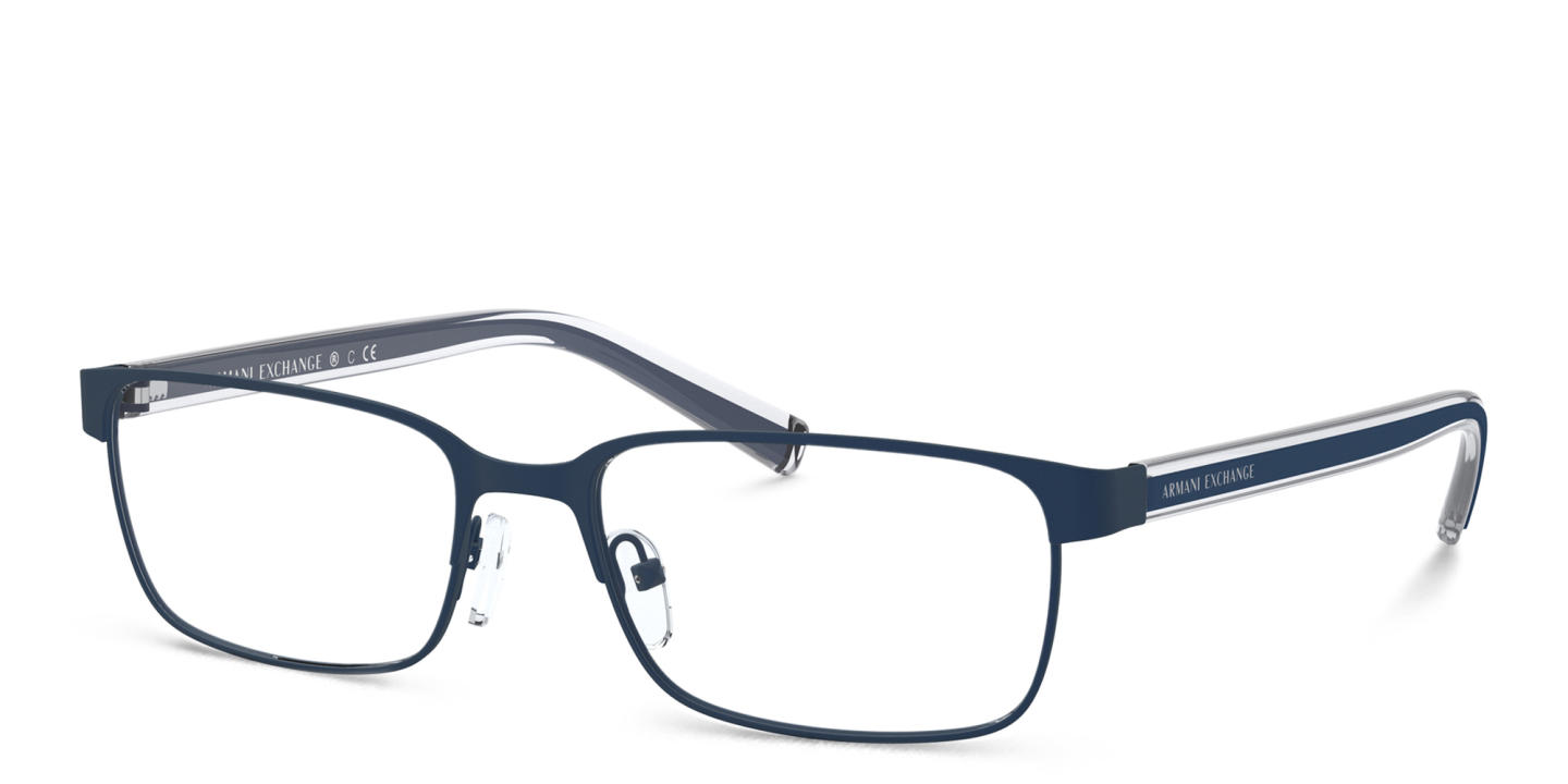 Armani Exchange Wide Rectangle Eyeglasses in Blue – Product Photo 1
