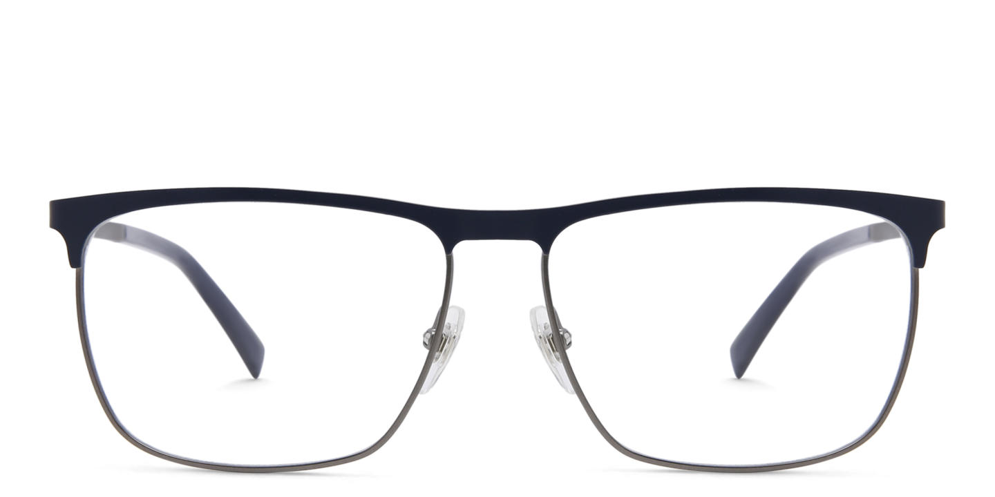 EYE'M Wide Rectangle Eyeglasses in Blue – Product Photo 0