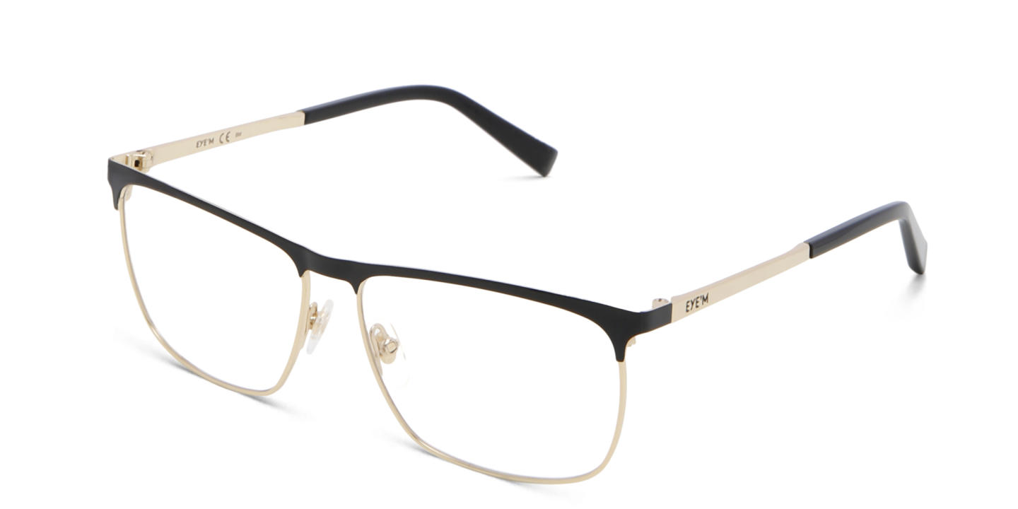 EYE'M Wide Rectangle Eyeglasses in Black – Product Photo 2
