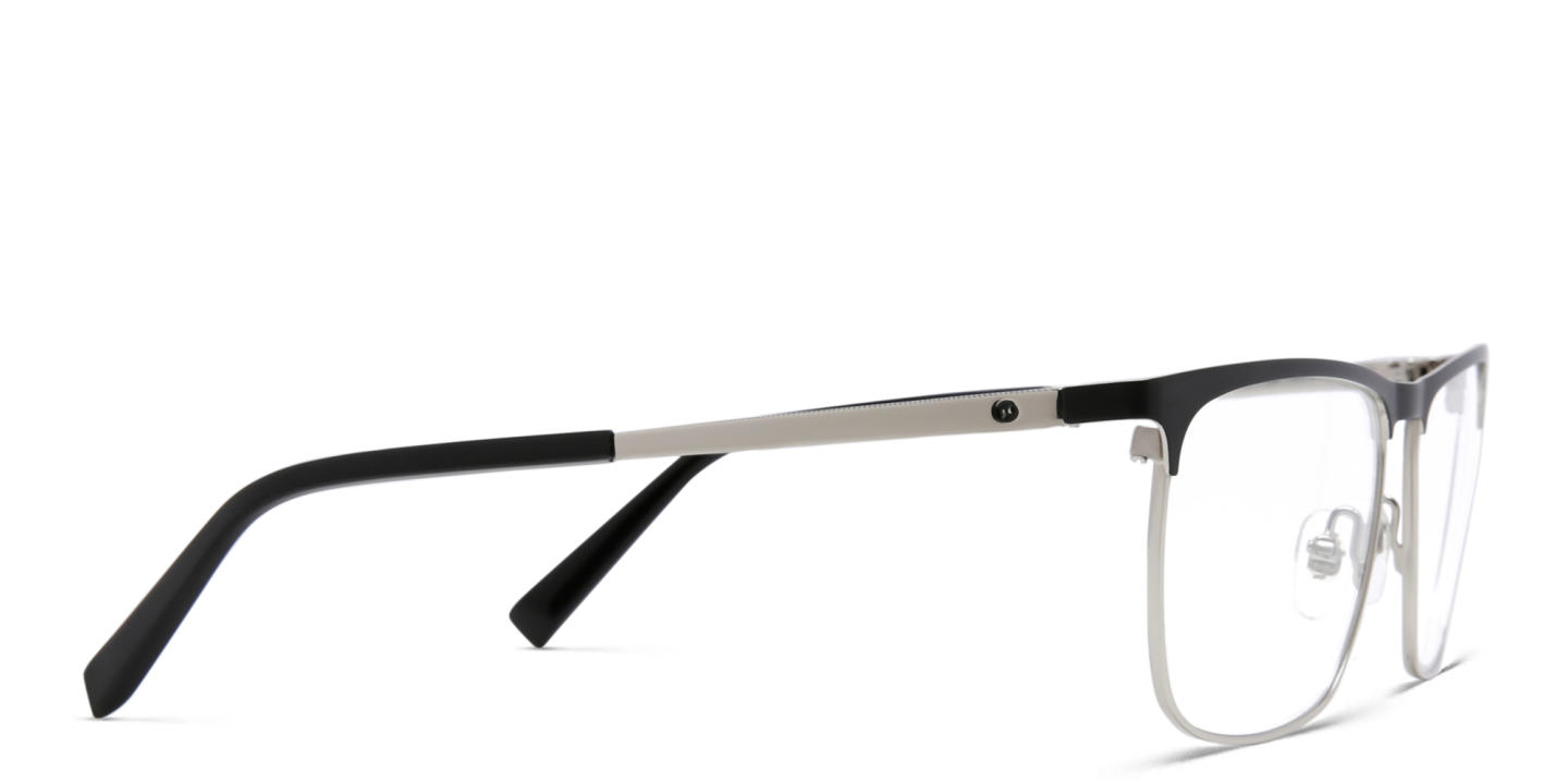 EYE'M Wide Rectangle Eyeglasses in Black & Silver – Product Photo 3