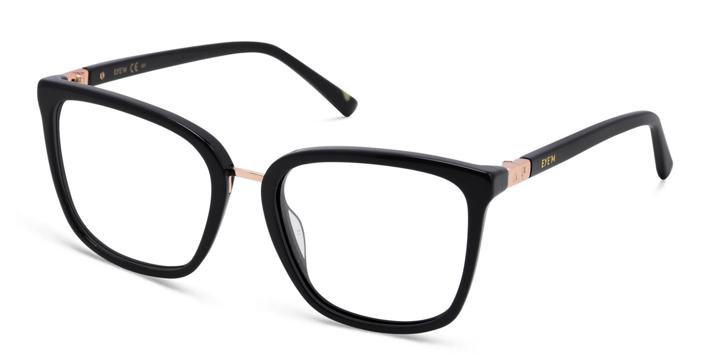 EYE'M Square Eyeglasses in Black – Product Photo 2