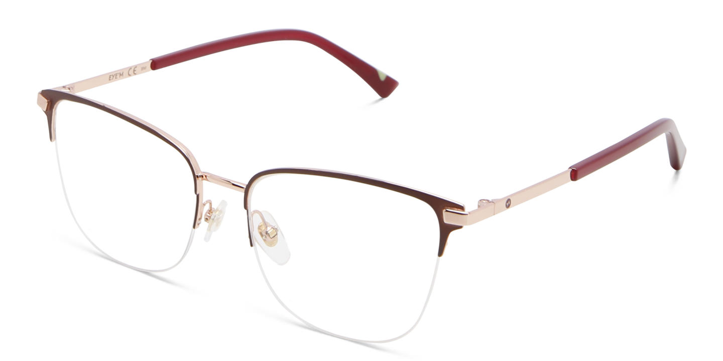 EYE'M Half Rim Cat Eye Eyeglasses in Red – Product Photo 2
