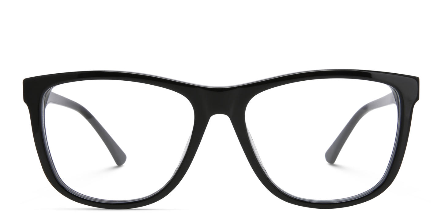 Shop EYE'M Wide Square Eyeglasses in Shiny Black online.