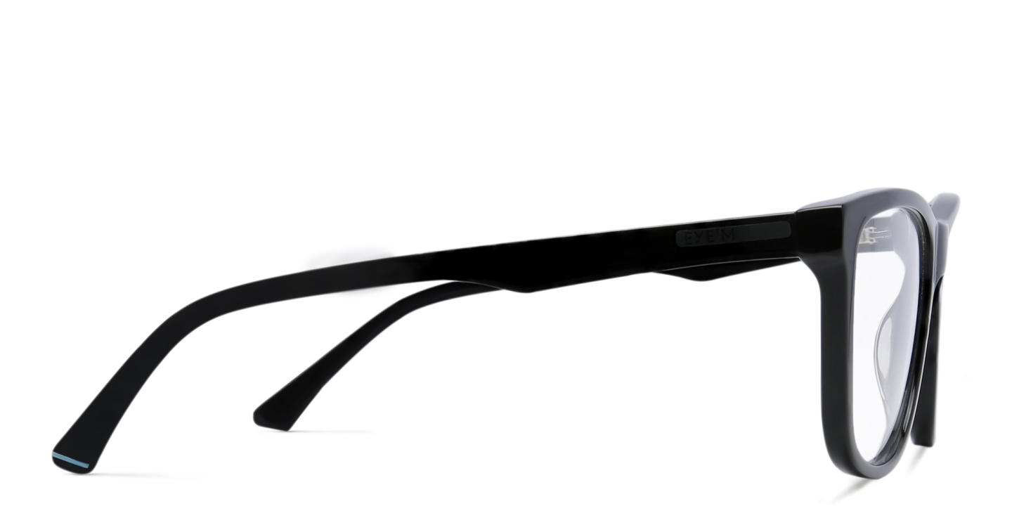 EYE'M Wide Square Eyeglasses in Shiny Black – Product Photo 3