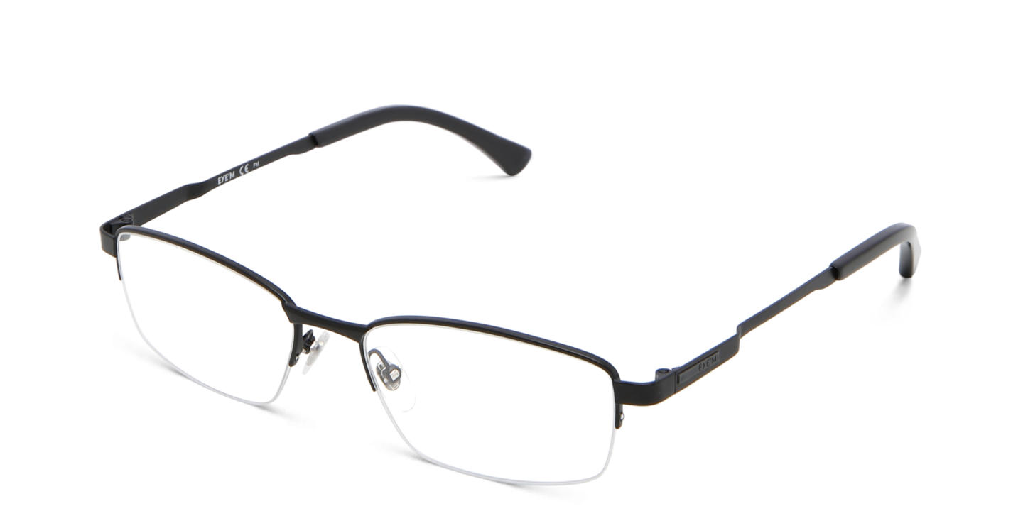 EYE'M Half Rim Rectangle Eyeglasses in Black – Product Photo 2