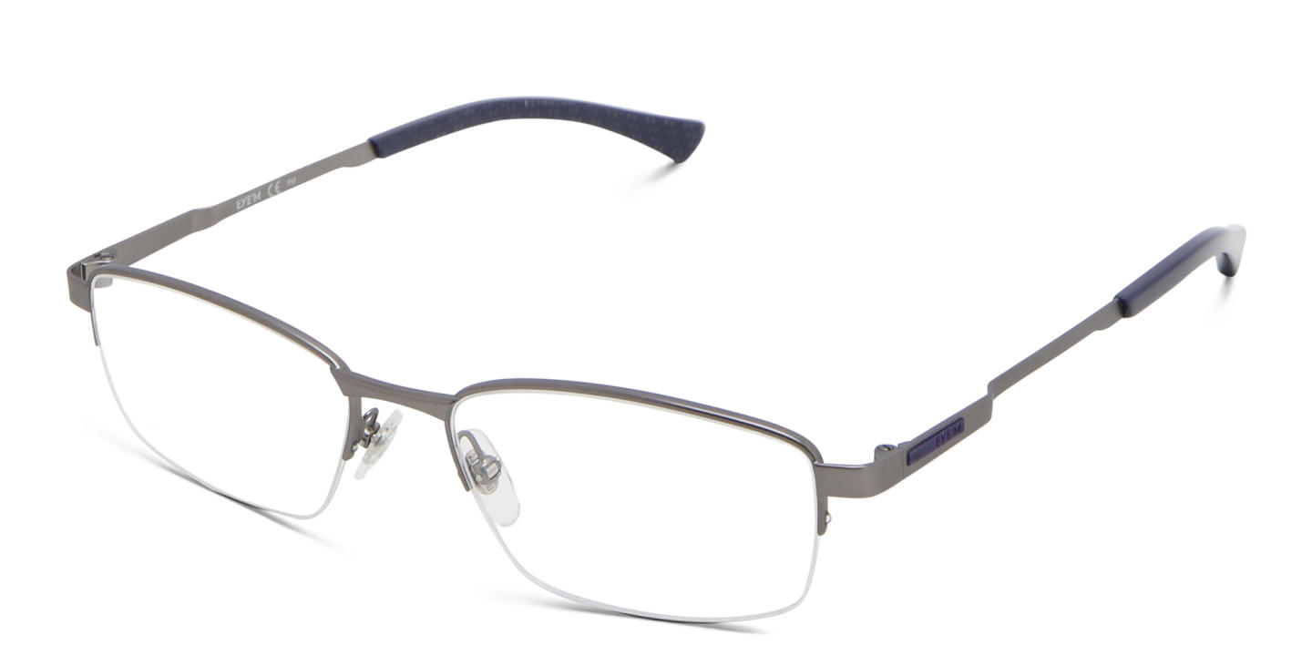 EYE'M Half Rim Rectangle Eyeglasses in Gunmetal – Product Photo 2