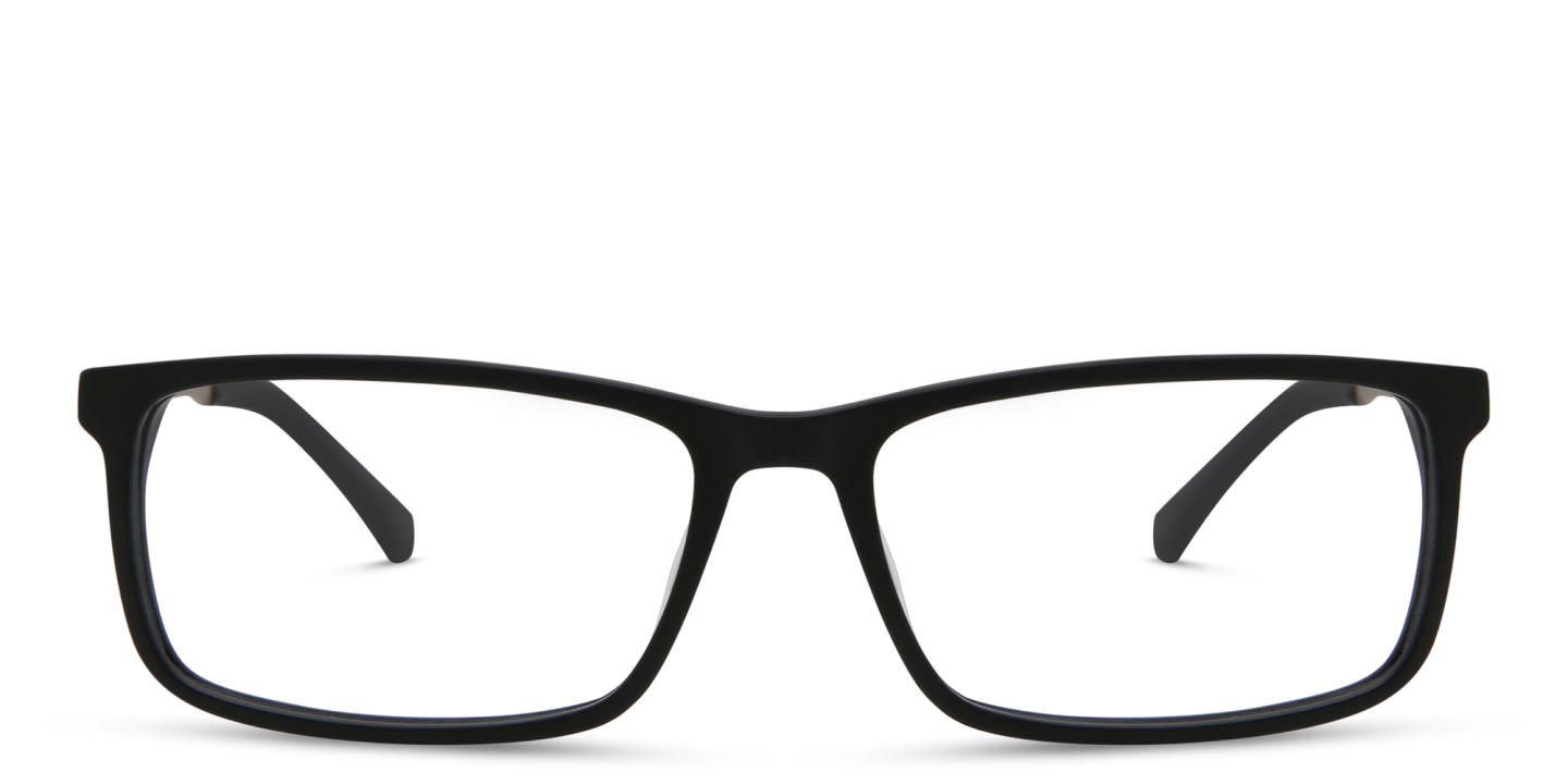 EYE'M Wide Rectangle Eyeglasses in Black & Silver – Product Photo 0