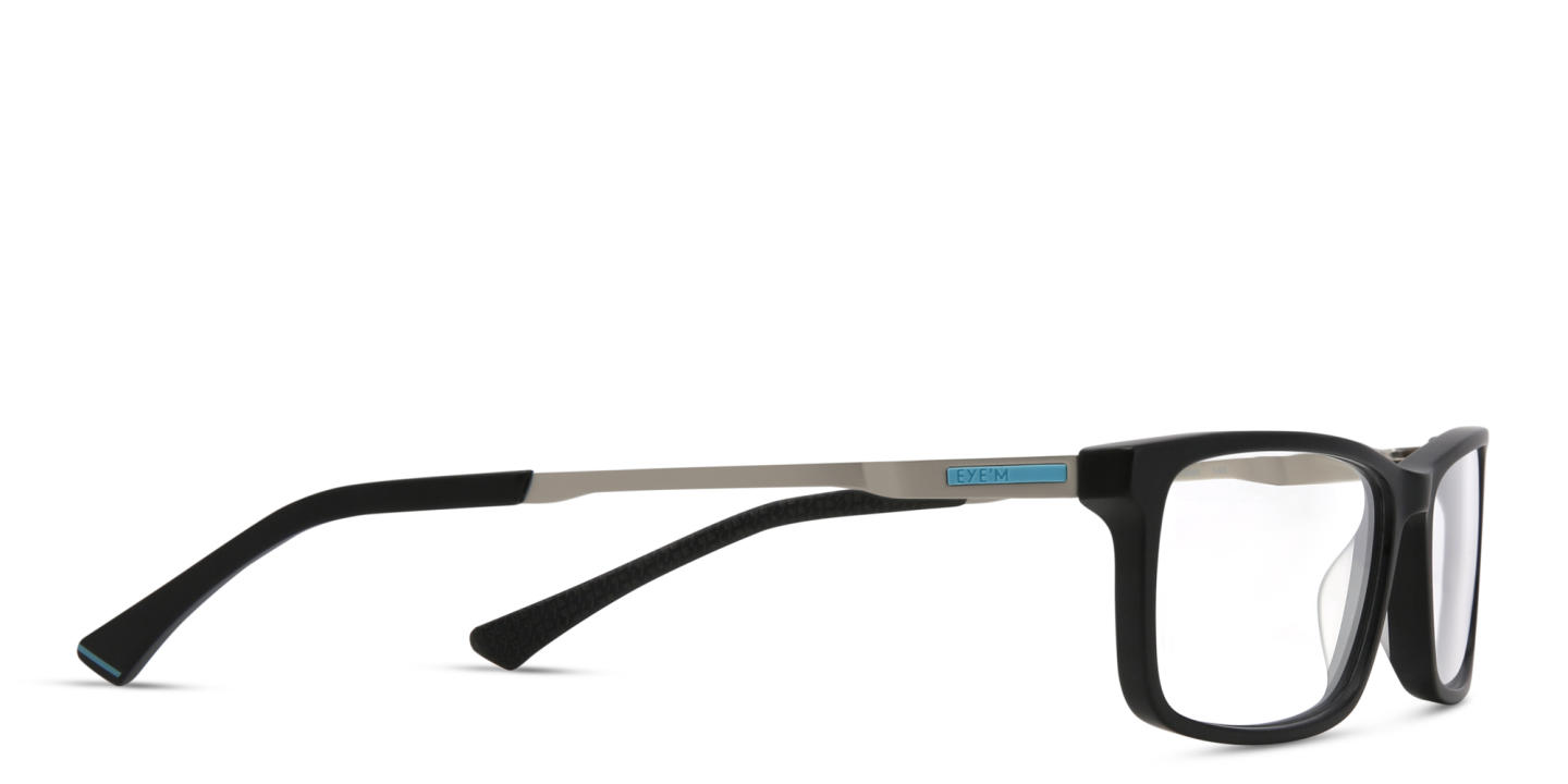 EYE'M Wide Rectangle Eyeglasses in Black & Silver – Product Photo 3