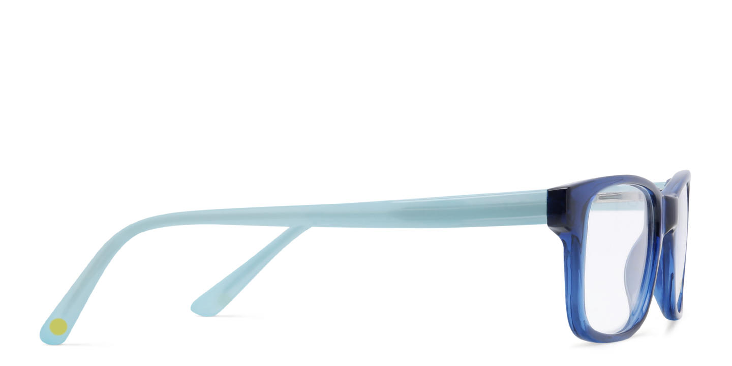 EYE'M Kids Rectangle Eyeglasses in Transparent Blue – Product Photo 2