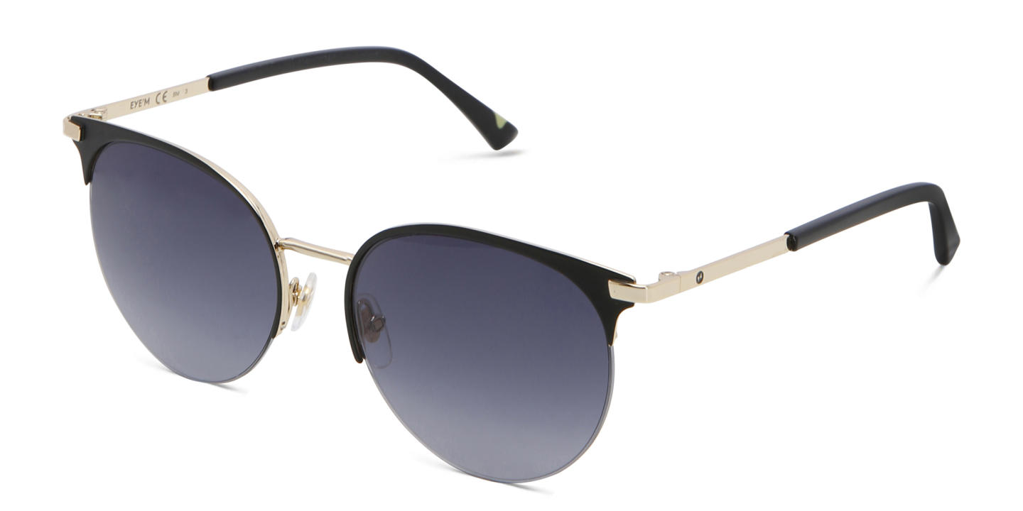 Shop EYE'M Half Rim Round Sunglasses in Black online.