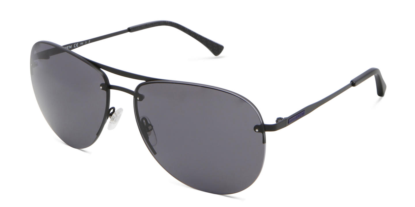 EYE'M Half Rim Wide Aviator Sunglasses in Black – Product Photo 1