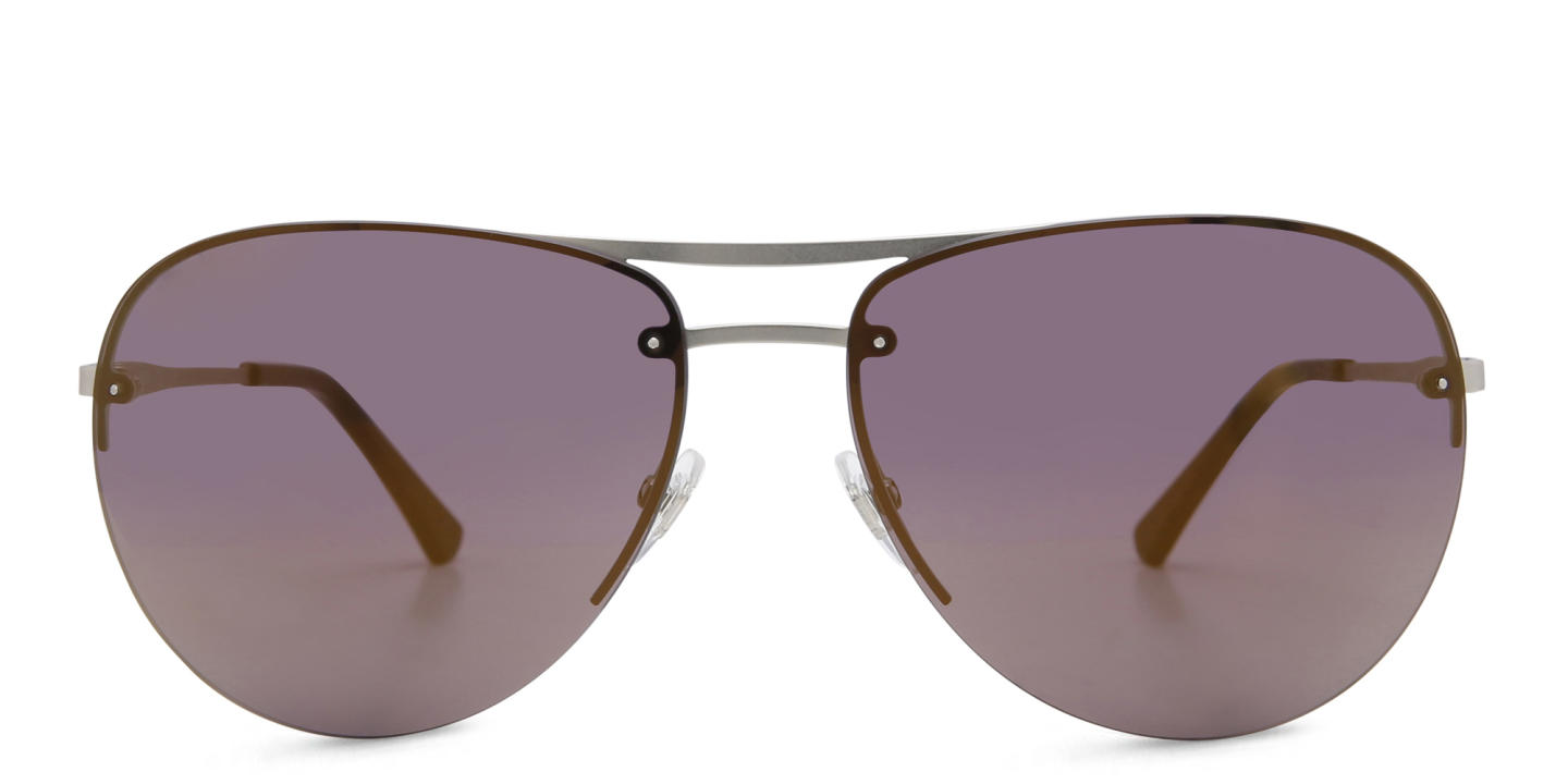 EYE'M Half Rim Wide Aviator Sunglasses in Silver – Product Photo 0