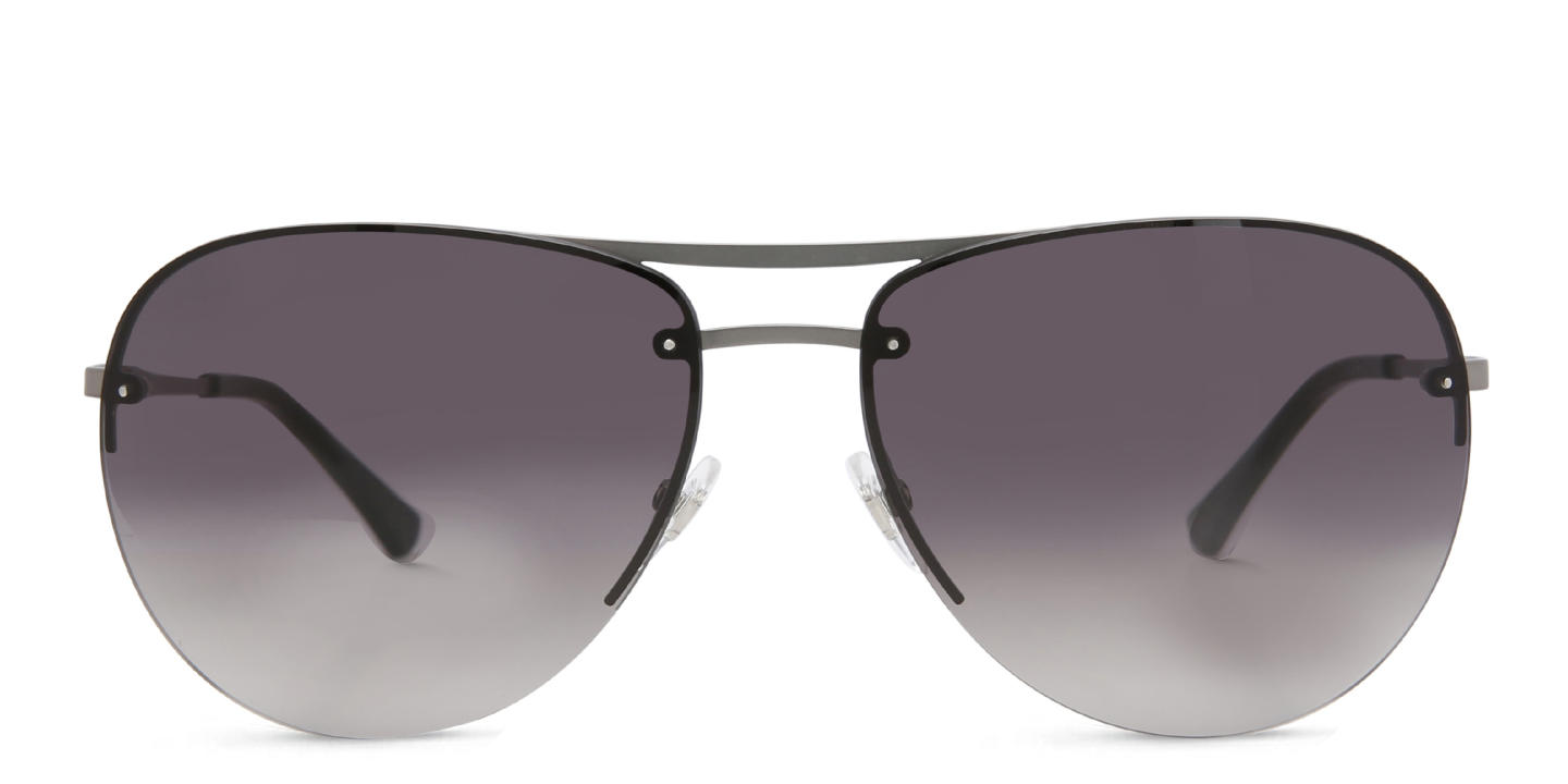 EYE'M Half Rim Wide Aviator Sunglasses in Gunmetal – Product Photo 0