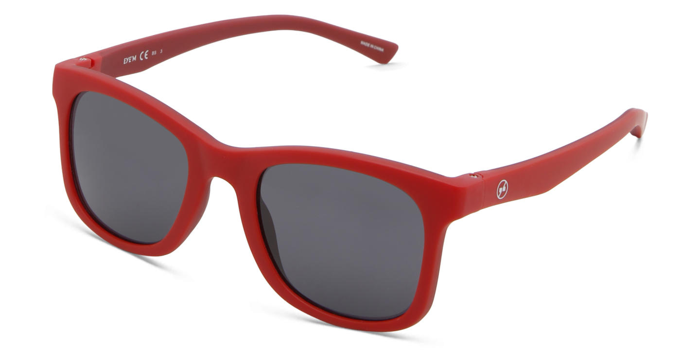 EYE'M Kids Square Sunglasses in Red – Product Photo 1