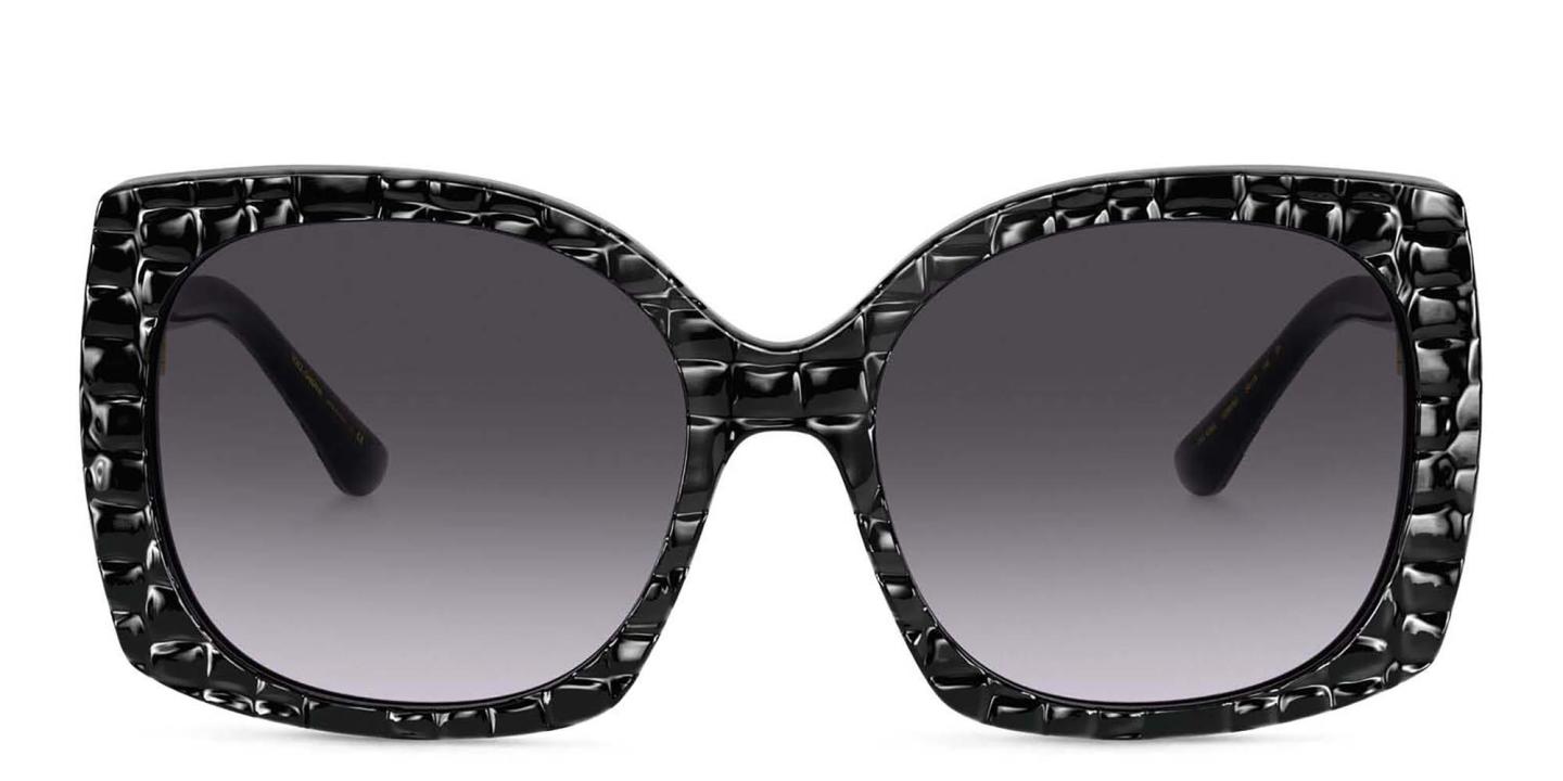 Dolce & Gabbana Wide Square Sunglasses in Black Texture Cocco – Product Photo 0