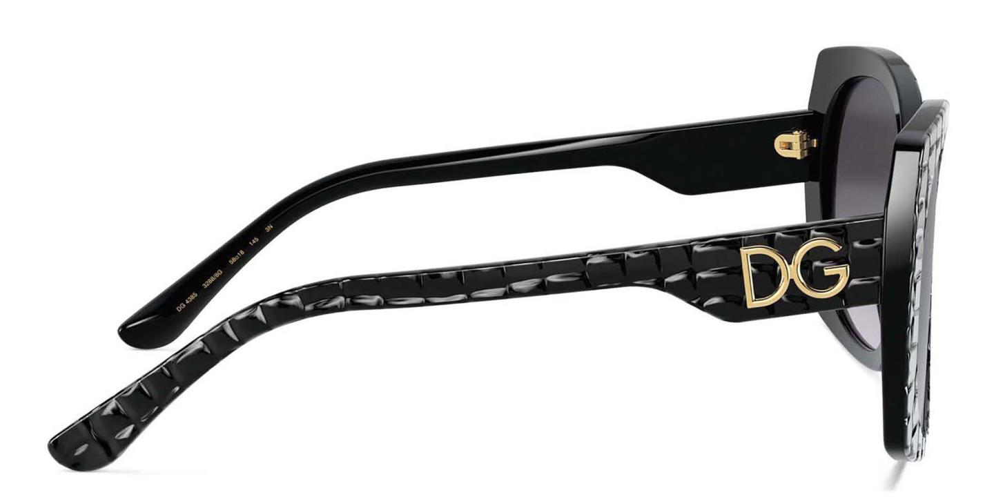 Dolce & Gabbana Wide Square Sunglasses in Black Texture Cocco – Product Photo 2