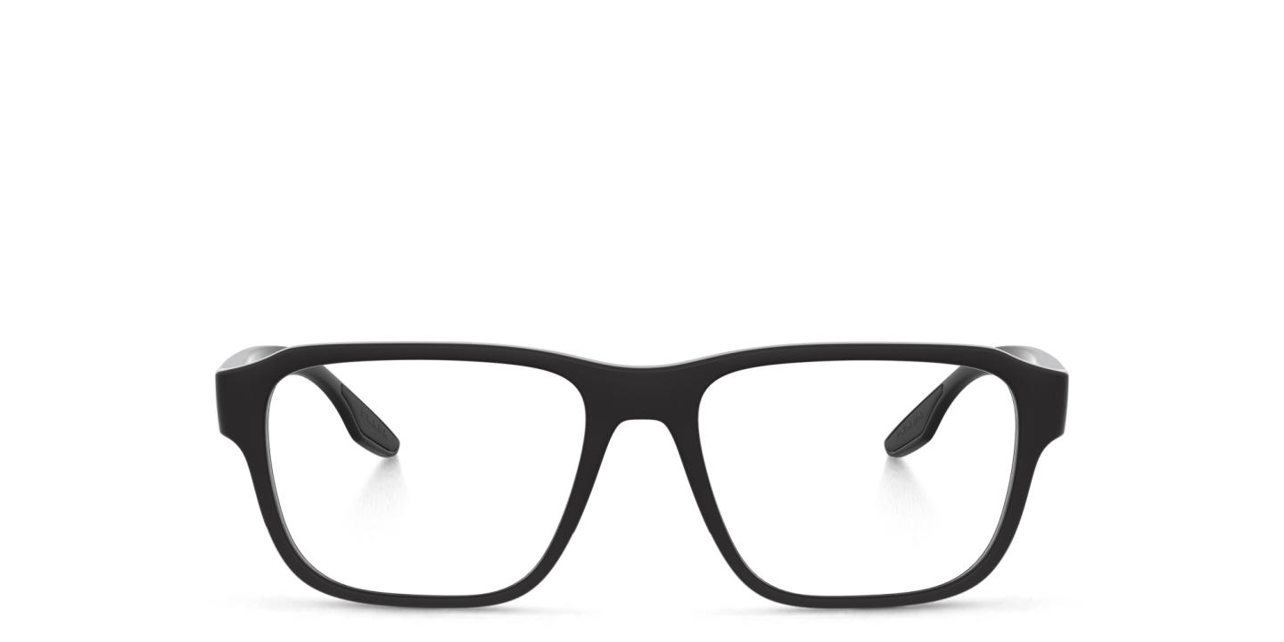 Prada Linea Rossa Rectangle Eyeglasses in Rubber Black – Product Photo 0