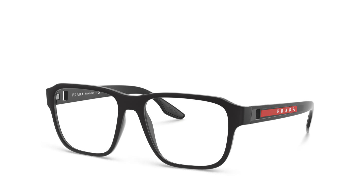 Prada Linea Rossa Rectangle Eyeglasses in Rubber Black – Product Photo 1