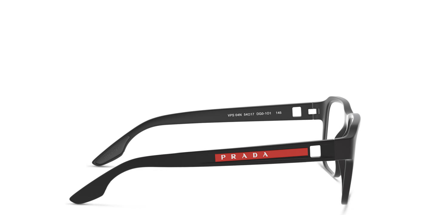 Prada Linea Rossa Rectangle Eyeglasses in Rubber Black – Product Photo 2