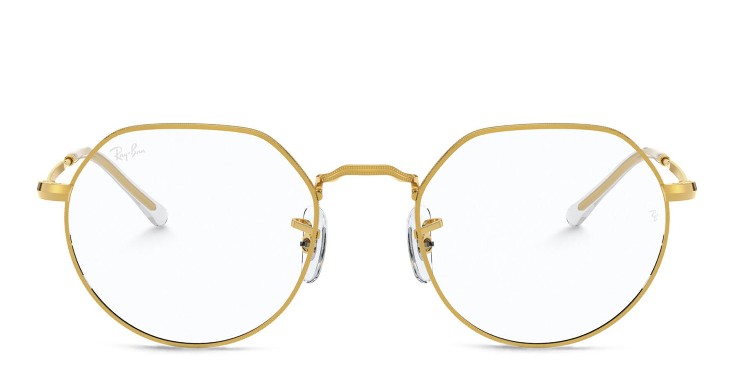 Shop Ray-Ban JACK Irregular Eyeglasses in Gold online.